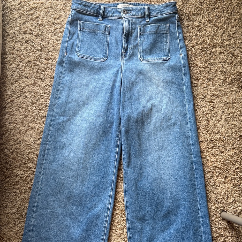 Hidden Jeans Nori Front Pocket Stretch Wide Leg- Medium Wash Size 29